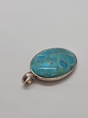 BARSE 925 STERLING SILVER Large Open Back Stabilized TURQUOISE PENDANT,16.7 grms