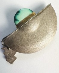 VTG Sterling Silver Margaret Francis Artist Studio Brooch Gemstone Hand Signed
