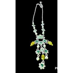 Vintage VCLM Chandelier Necklace Crystals Floral 18 inch L 4 inch extender New