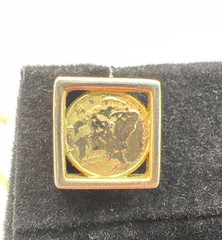 Vintage Mercury Dime Square Bezel Stud Earrings In Silver & Gold