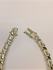 Vintage FAS 925 Sterling Silver Hearts and Kisses Bracelet 7″ 13.5g