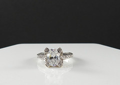 Vintage Solid 14K White Gold Ring CZ Cluster Engagement Cocktail Fine Jewelry