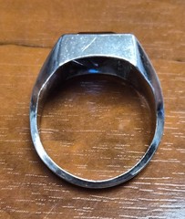 Vintage Men’s Signed Vargas 925 Sterling Silver Faux Sapphire Ring Size 9.75