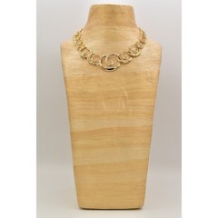 Vintage Collar Necklace Gold Tone Lightweight Metal Chain Shiny NOS 1980s BinA14