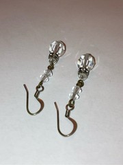 Vintage Aurora Borealis Crystal Drop Silver Dangle Earrings Art Deco Jewelry