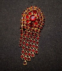 Vintage Bronze Soviet Brooch with garnet color stones pin Made in ussr