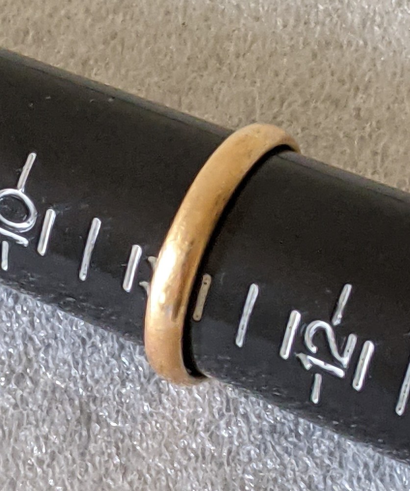 Antique 14k Solid Gold Wedding Round Band Large Ring Sz 11 Letter W Hallmark