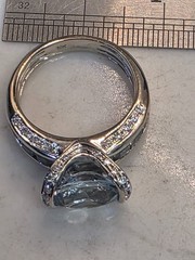 18kt BELLARI Diamond Aquamarine 18k White Gold Ring 7.42 S7