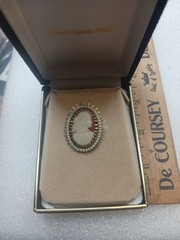Vintage Cameo Brooch Old Antique Ladies Jewelry Pendant In Box