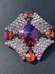 Stunning Vintage Watermelon AB High End Rhinestone Brooch