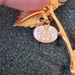 Vintage Gold-Tone Rose Brooch Pin with Order of the Amaranth Charm O.S. of N.A.