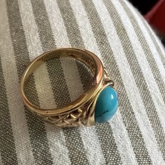 Vintage Men’s Turquoise Gold Tone Ring 9.75
