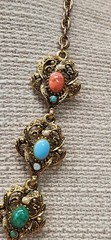 Rare Vintage Goldtone Hollycraft Cabochon Statement Necklace