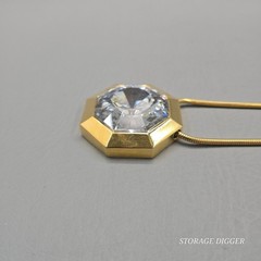 VTG Lanvin Paris Swarovski Crystal Pendant Necklace Gold-Tone Snake Chain 18″