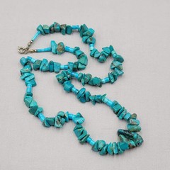 Vintage Turquoise Stone Nugget Bead Necklace 22 in 59 grams