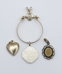 Vintage Pendant Charm Lot 9pc Gold Filled Plated Art Nouveau Victorian Monogram