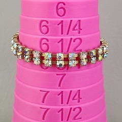 Vintage Aurora Borealis Rhinestone Bracelet Two Row 6.5″