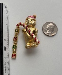 VINTAGE CHRISTMAS TREE PIN BROOCH BEAR NOEL DANGLE BOOK PIECE VERO ? MCM HTF 55
