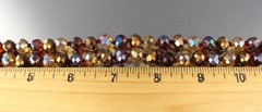 VINTAGE TAN & BROWN AB AURORA BOREALIS CRYSTAL GLASS BEAD LONG NECKLACE 