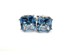 Sterling silver cufflinks with large faceted Blue Topaz gemstones 20mm unisex