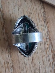 Vintage boho , adjustable faux turquoise ring. substantial weight