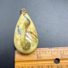 Vintage Peacock teardrop pendant 1960 – 1970s 1.13″W × 2.75″.