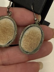 Old Rostov Finift (?) Silver & Hand Painted Domed Porcelain Dangle Earrings