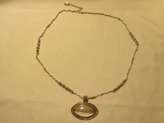 Beautiful Vintage Silver Tone Bead & Chain W/White Stone Pendant 19″