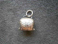 Honeycomb Cow Bell Nice Tinkle Vintage Pale Goldtone Bracelet Charm Pendant 1.2g