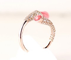 Rare 18KT Rose Gold 2.78ct Conch 0.80ct Diamond Ring ! 100% Genuine Conch Peal !