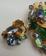 VTG D&E Juliana Brooch and Earrings Set BEAUTIFUL Retro Jewelry MCM bling