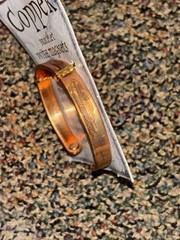 Copper Bracelet Cuff Band With Magnets Feather Engraving Healing Power