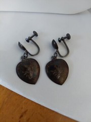 Siam Sterling Silver Pendant and Earrings Set Vintage Patina
