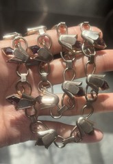 RARE Rose Gold Bell Flower Paste Necklace Bracelet ART DECO Sterling SET 15.25″