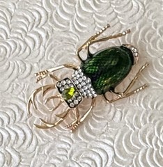 Vintage Style Beetle Insect Brooch enamel on metal
