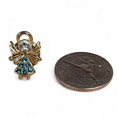 VTG March Birthstone Angel Pin Rhinestone Gold Tone Sparkle Gift Love