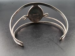 Vintage Alpaca Mexico Silver Abalone Pink Flower Shell Cuff Bracelet