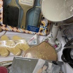 Assorted Vintage & Classic Vanity Bundle Wooden Jewelry Armoire Brushes Mirrors