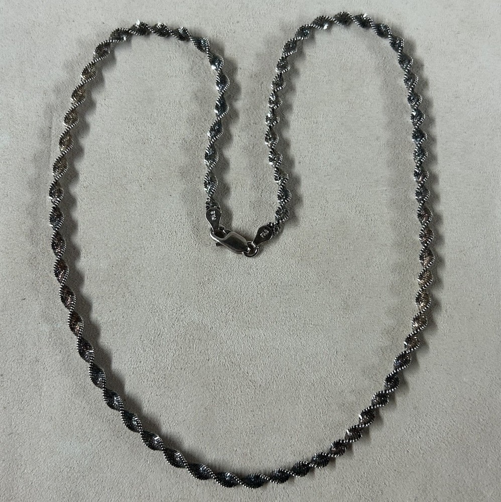 VTG FAS Sterling Silver Twisted Chain Necklace 18”