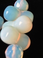 Vintage Opaline Glass Beaded Earrings Pierced Post Iridescent Cluster Dangle