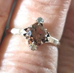 Beautiful 10 K Victorian Ring With Quality Pink Tourmaline And Diamonds Sz 5.5