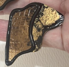 Vintage Signed Don-Lin Black & Gold Enamel Art Gold-tone Pierced Earrings