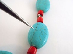 Donna Dresler Southwestern Dyed Howlite Coral Strand Necklace 925 Silver Clasp