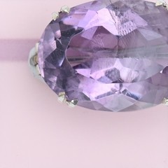 Antique Victorian Natural Amethyst Oval Cut Sterling Silver Brooch Pin Pendant