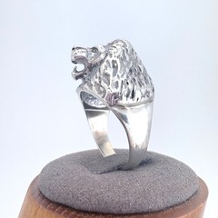 Three Dimensional Lion Head Statement Ring VTG Sterling Silver 925 Size 11.75