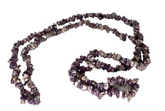 Long Strand Necklace -Natural Garnet Beads Agate -32 in