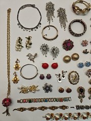 Vintage Rhinestone & Other Jewelry Lot Bracelets, Earring, Necklaces Etc.