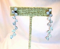 Genuine Polki Cut Diamond Sterling Silver Tennis Earrings 1.35 CT 7.9gr