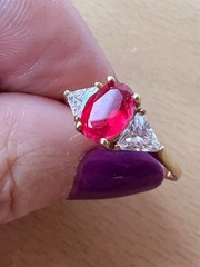 VINTAGE SOLID 10K GOLD RUBY RED WHITE CZ CUBIC ZIRCONIA RING ENGAGEMENT WEDDING