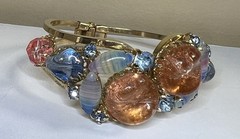 Vintage DeLizza & Elster (D & E, Juliana) Peach and Blue Clamper Bracelet